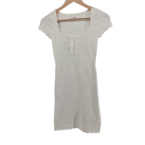 Wilfred Dresses & Skirts - Wilfred XS White Knit Sweater Dress Scallop Trim Y2K‎ Cottagecore Soft Aritzia